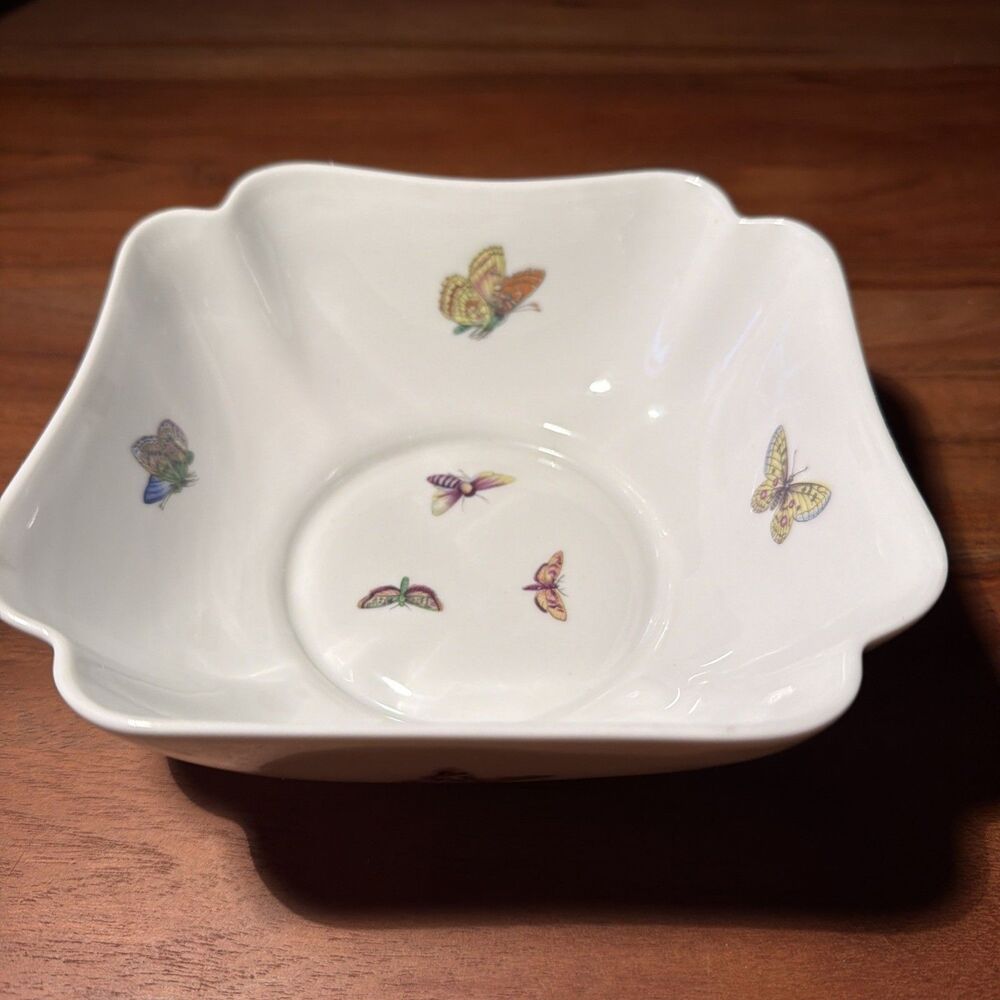 Vtg Limoges France Square 6 x 6 x 2.5" Butterfly  Bowl Dish Great Condition